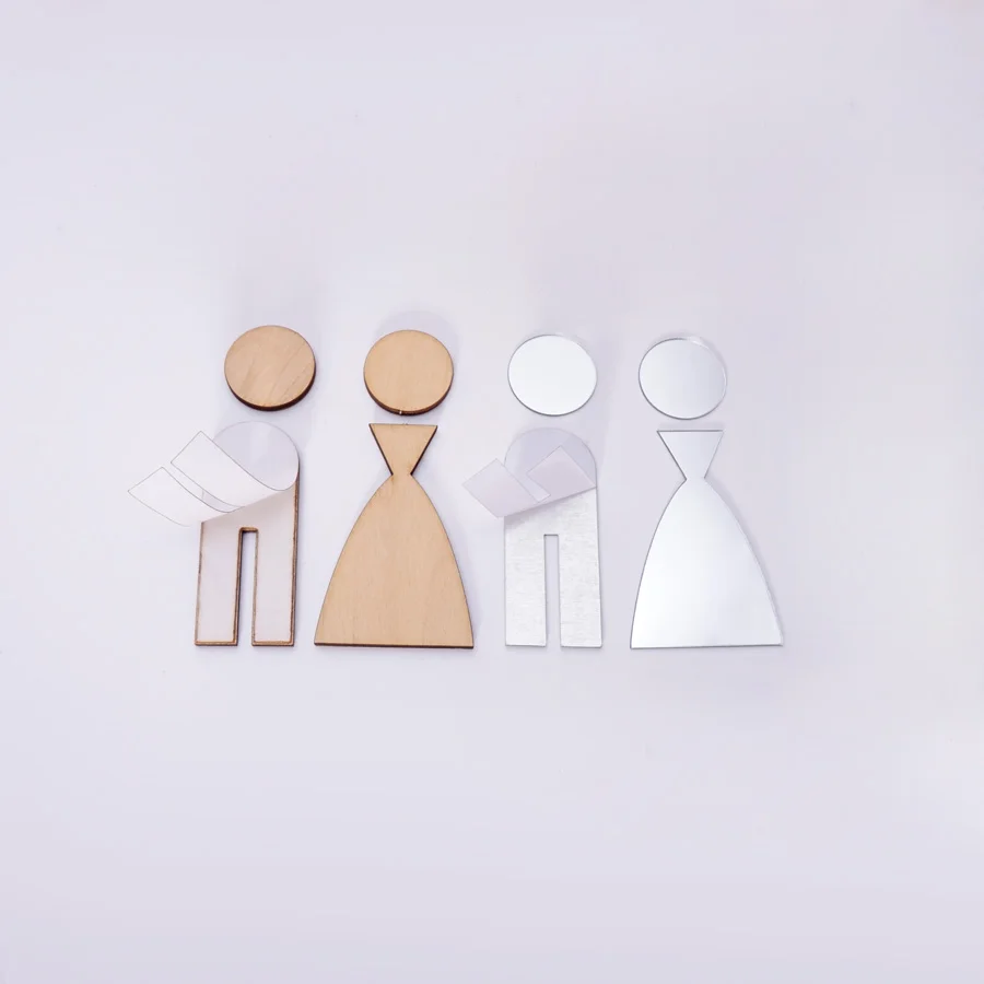 3D Acrylic Mirror Wooden Wedding Party Decoration Toilet Door Sign Bathroom WC Modern Style Wall Sticker Home Decor wall stickers toilet stickers self adhesive wall stickers vinyl stickers vinyl wall stickers self adhesive stickers chalkboard wall stickers chalkboard stickers