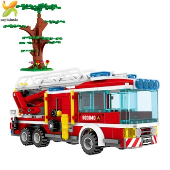 

330+PCS City Firefighter Ladder Fire Truck Car Train Firemen Building Blocks Sets Gift Educational For Children Toys
