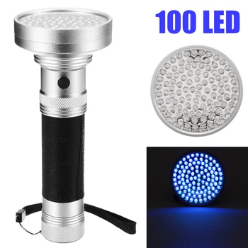 

100LED UV Violet Blacklight Portable Outdoor LED Flashlight Lamp Strong LED Light Torch Waterproof For Lighting Identification