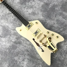 Custom shop Пользовательские электрогитары, цвет оболочки перламутровая привязка, молочно-белый, f-отверстие, система vibrato большой джойстик, Золотое оборудование