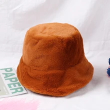 Женская фетровая шапка из искусственного меха, зимняя шапка-ведро для женщин и девушек, однотонная утолщенная мягкая теплая шапка для рыбалки, шапки-ведра, женская шапка