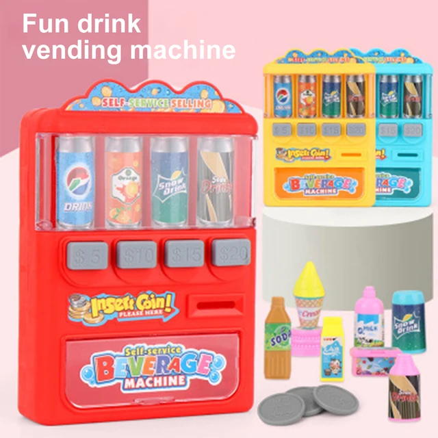 Newest Mini Vending Machine Drinks Vending Machine Education Learning Shopping Game Boy Play House Toy Parent-child Interactive 2