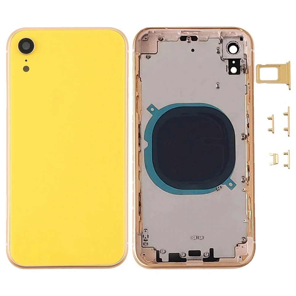 Для iPhone XR задняя крышка задний корпус сменный части 6 цветов Задняя стеклянная средняя рамка Шасси крышка батареи Дверь для ремонта XR