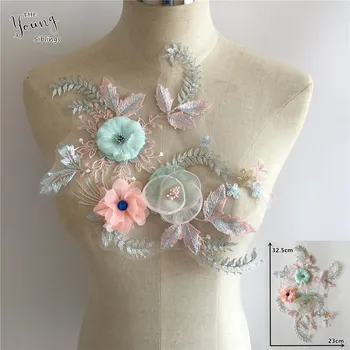 

New arrive Embroidery Sewing Applique 3D flower Lace collar Neckline DIY Lace Fabric Dresses Accessories Scrapbooking YL1811
