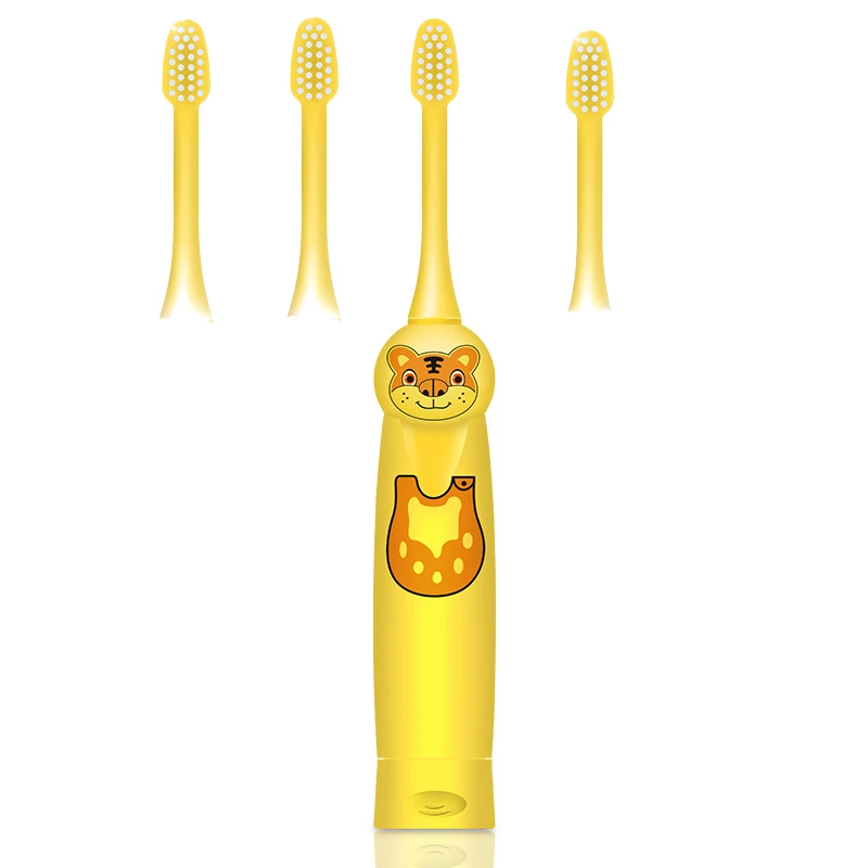 Детская зубная щетка, звуковая электрическая зубная щетка, От 2 до 13 лет, здоровые белые зубы, сухой аккумулятор - Цвет: Yellow 4Heads