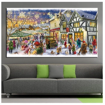 

Large 5D DIY Diamond Painting Full Rhinestone Embroidery Scenery House Mosaic Needlework Decor Home Christmas Gift L797