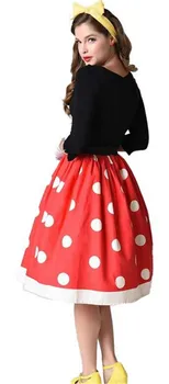 

Lovely Mickey Fruit Hepburn Vintage Skirt Printed Cartoon High Waist Mid Length Skirt Street Style Puffy Skirt