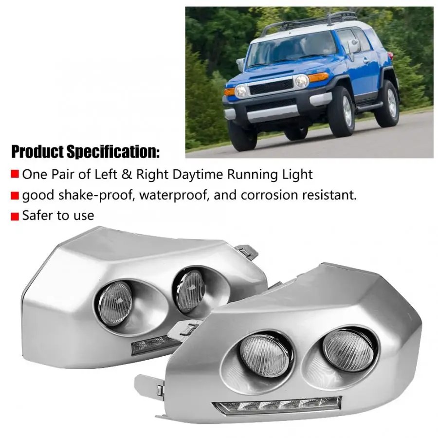 1Pair Car Daytime Running Light DRL LED Daylight Fog Lamp Light for Toyota FJ Cruiser 2009-2013 Car Styling