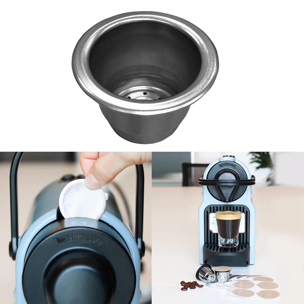 Фильтры для кофейных капсул из нержавеющей стали для Nespresso, многоразовая кофейная чашка, ложка для Nescafe, многоразовые кронштейны