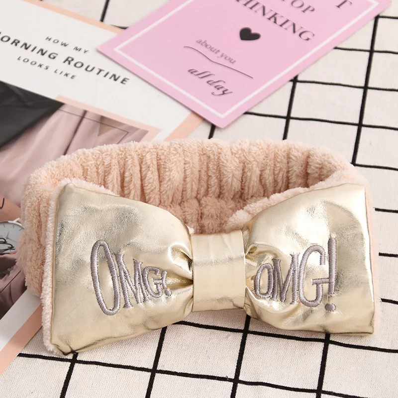 coffee PU hairband Лидер продаж, женские повязки на голову omg, повязка для макияжа, эластичная бархатная повязка на голову с бантом, коралловый флис, модные аксессуары для волос для девушек - Цвет: coffee PU hairband