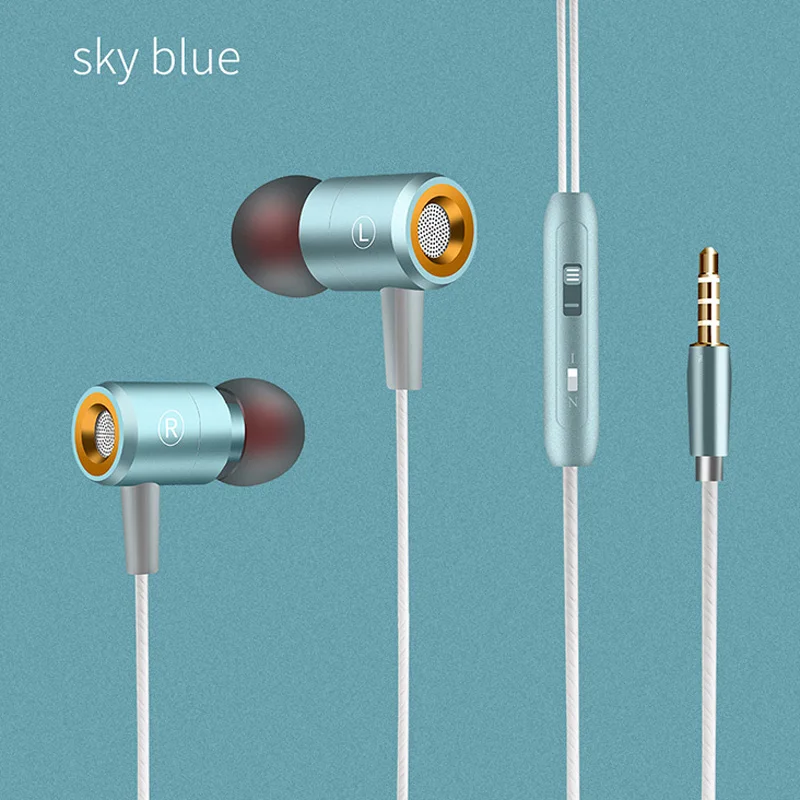 Проводные наушники, не Bluetooth наушники для iPhone Xiaomi, супер бас гарнитуры 3,5 мм, спортивные не беспроводные наушники fone de ouvido - Цвет: Blue