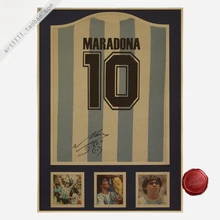 Maradona 10 cartel de fútbol Vintage decoración del hogar cartel antiguo detallado Tabla de pared Retro mate pegatinas para la pared de papel