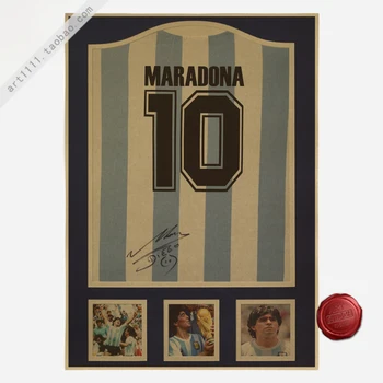 

Maradona 10 Vintage Football Poster Home Decoration Detailed Antique Poster Wall Chart Retro Matte Kraft Paper Wall Sticker