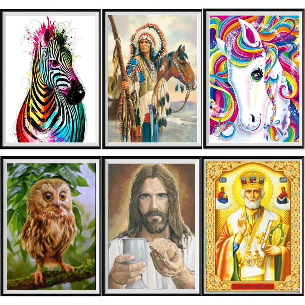 

5D diamond painting full of diamond man and animal round diamond mosaic pattern home decoration DIY handmade