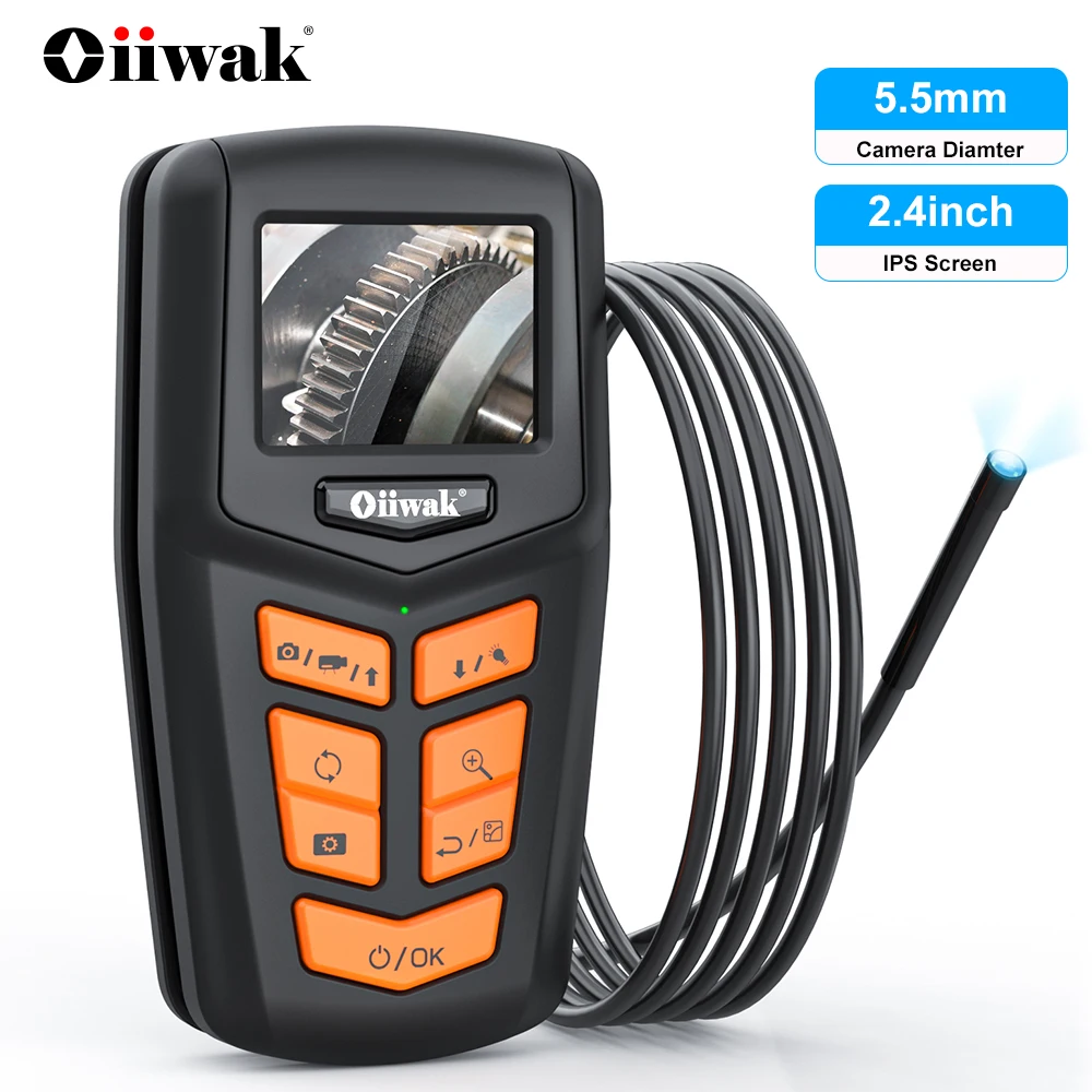 Oiiwak 5.5mm 1080P Snake Camera Industrial Endoscope Handheld Automotive Borescope Inspection Hidden Semi-Rigid Cable | Безопасность и