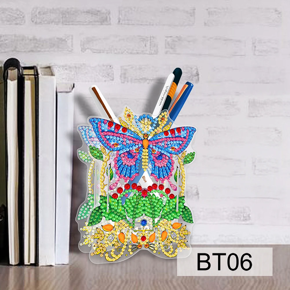 5D DIY Diamond Painting Pen Holder Colorful Cat Owl Dolphin Bear Diamond Embroidery Pen Holder Box DIY Point Drill Craft