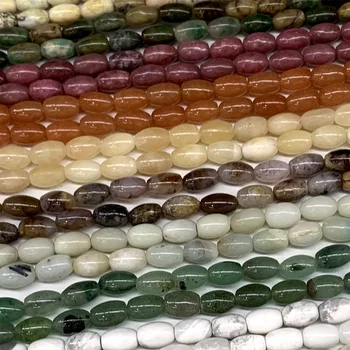 

15" DIY Natural Stones Jade Jasper Rhodonite turquoise Morocco Jade pietersite Howlite Amazonite small Rice Oval beads 4x6mm