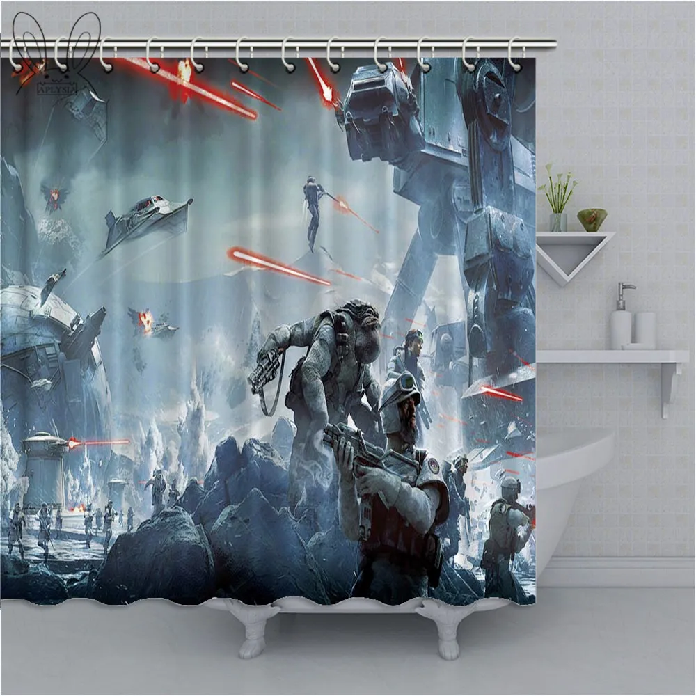 R2D2 Звездные войны Робот занавеска для душа водонепроницаемая ткань занавеска фильм плакат занавеска для ванной из полиэфира набор для домашнего декора - Цвет: 20305