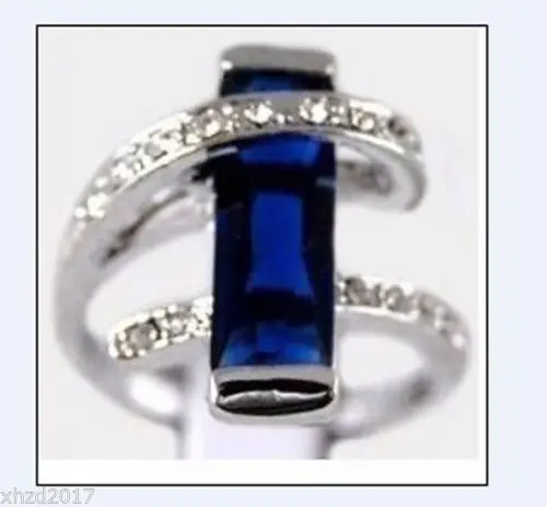 Beautiful silver plate blue crystal ring 7 8 9#&gt&gt18K gold plated watch wholesale Quartz stone CZ | Украшения и аксессуары