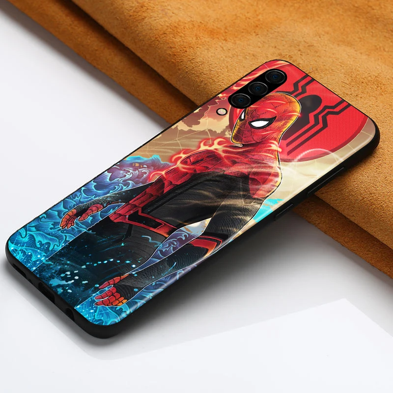 silicone case for samsung Spiderman Marvel for Samsung Galaxy A90 A80 A70 A60 A50 A40 A30 A20 A2Core A10 Silicone Soft Black Phone Case Cover kawaii samsung cases Cases For Samsung