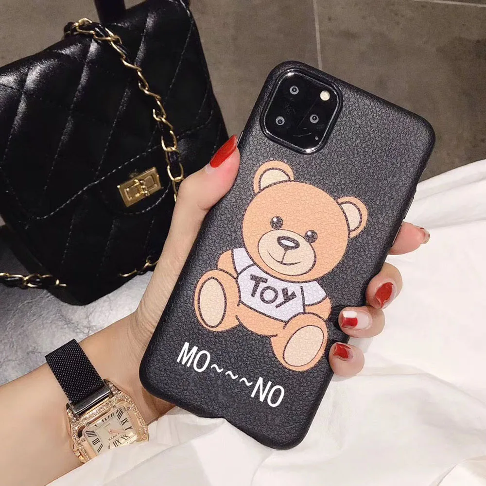 Популярный итальянский бренд милый 3D мультяшный плюшевый медведь чехол для телефона для iPhone 6 6S 7 8 Plus X XR XS MAX 11 Pro Max мягкий кожаный чехол