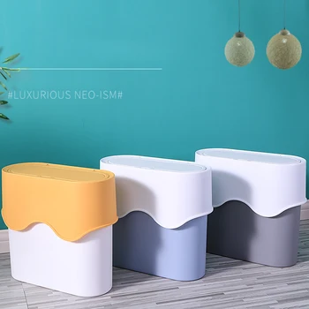 

Bathroom Corner Trash Can Mini Fashion Home Garbage Can Creative Dustbin With Lid Wet Dry Waste Separate Storage Can Press Open