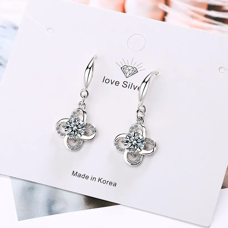 JS-XZSE629white Jellystory модные 925 серебряные ювелирные серьги с круглым аметистом драгоценные камни в форме цветка Висячие серьги для женщин Свадебные подарки - Цвет камня: JS-XZSE629white