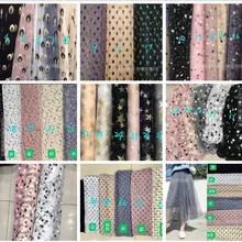 1 ярд 150 см в ширину черный белый Флокированный горошек сетка тюль ткань высокое качество свадебное платье свадебное украшение ткань