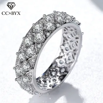 

CC Gypsophila Rings For Women Solid 925 Silver Full Diamant Cubic Zirconia Trendy Bridal Wedding Jewelry Drop Shipping CC1609