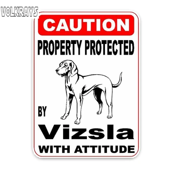 

Volkrays Creative Car Sticker Property Protected By Vizsla Dog The Car Whole Body Accessories Reflective PVC Decal,13cm*9cm