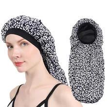 

Double layer Long Satin Bonnet Women Men Chemo Cap Sleep Cap with High Elastic Hair Band Night Cap Hair Care Bonnet Nightcap