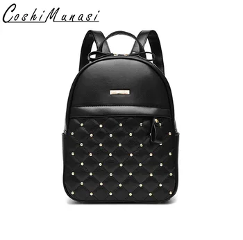 

Fashion Women Classic Anti-theft Backpack Rivet Lozenge Casual With Metal Accessories Modern Female ladies Bag Backpacks