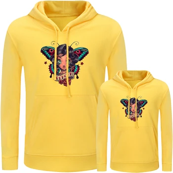 

Retro Butterfly Reborn Girl Design Matching Family Outfits Hoodies Mom Daughter Sweatshirts Women Girl Printed Pullovers Gift