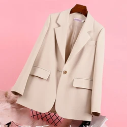 2021 outono chique cor sólida elegante damasco blazer mulheres jaqueta senhoras único botão solto decote em v manga longa cardigan