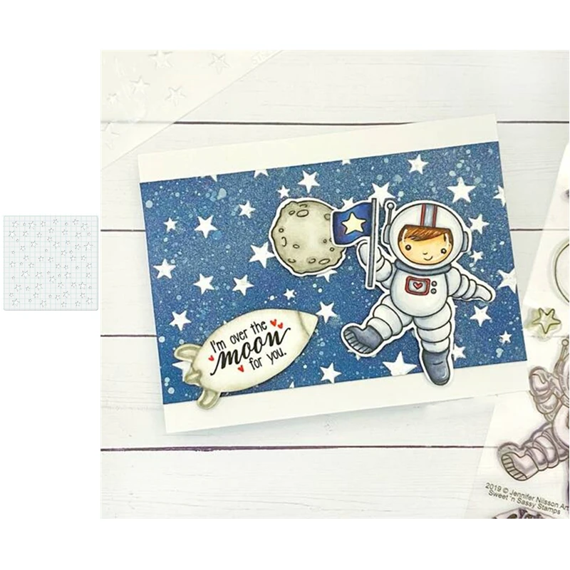 Space Stars Metal Cutting Days Dice And Stamps Stencils For Scrapbooking Embossing Mold Diy Paper Cards Craft | Дом и сад