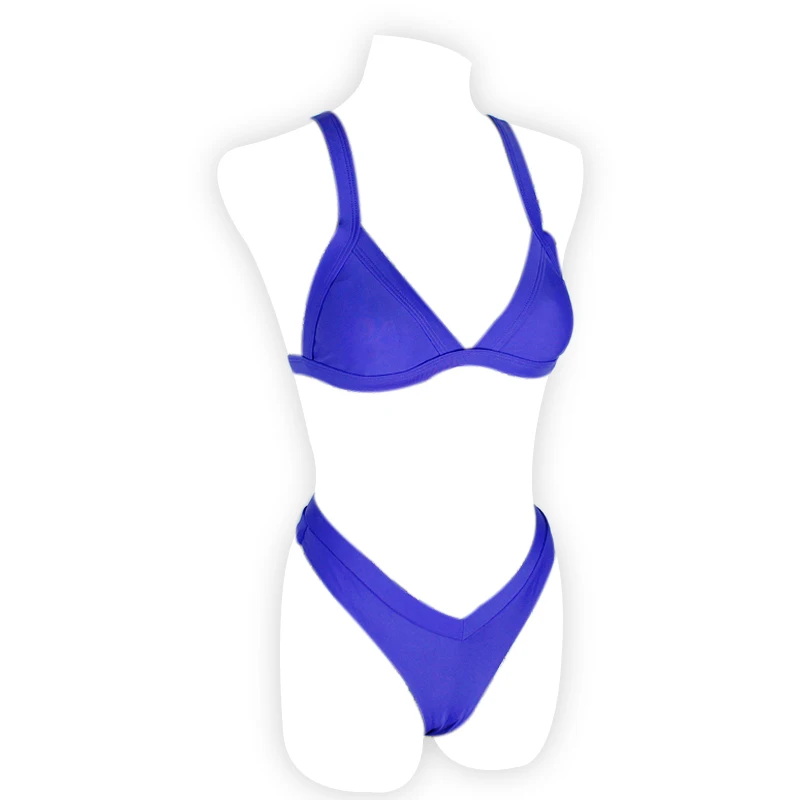 Сексуальный бикини купальный костюм для женщин с v-образным вырезом однотонный бикини купальник из двух частей треугольный купальник бразильская пляжная одежда