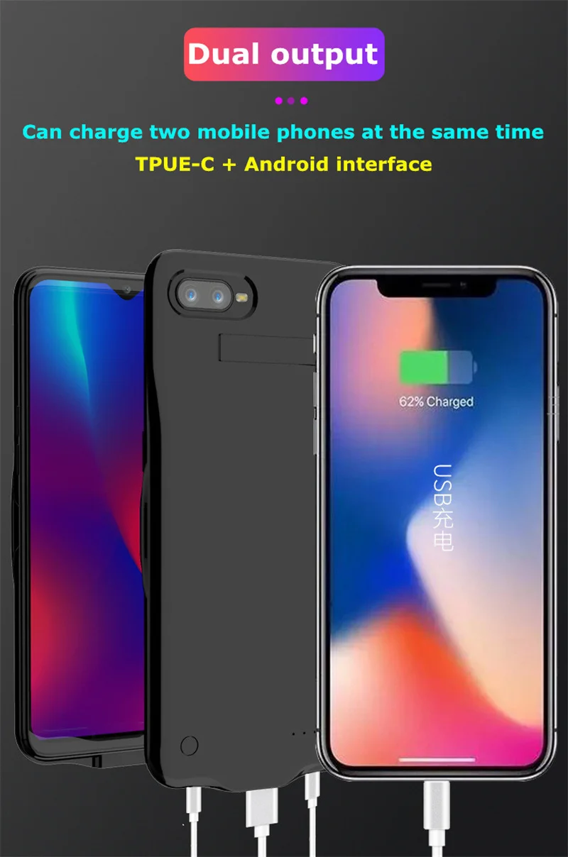 6000 мА/ч ультра тонкий чехол для быстрой зарядки батареи для OPPO K1 R15X кронштейн внешний резервный чехол для батареи Внешний аккумулятор для OPPO R15X K1