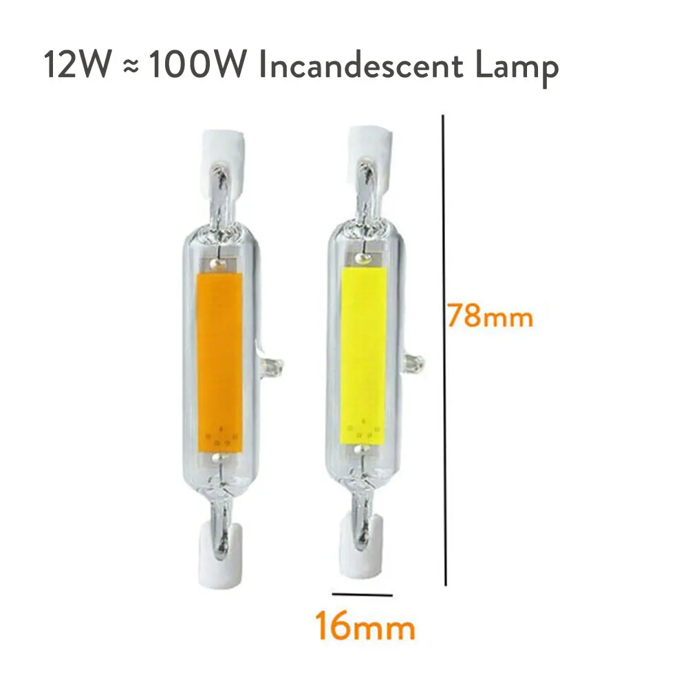 COB 78mm 12W Диммируемый СВЕТОДИОДНЫЙ R7S стеклянная трубка COB керамические лампочки 78 мм 118 мм R7S кукурузная лампа 12 Вт 15 Вт 20 Вт J78 J118 SMD 2835 замена галогенных лампочек - Испускаемый цвет: COB 78mm 12W