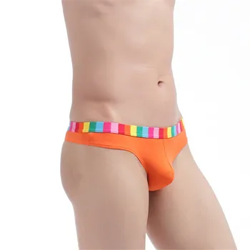 

Mens Sexy Underwear U Convex Pouch Cotton Rainbow Thong High Quality Man Tight Jockstrap Homme Erotic String Homens Briefs