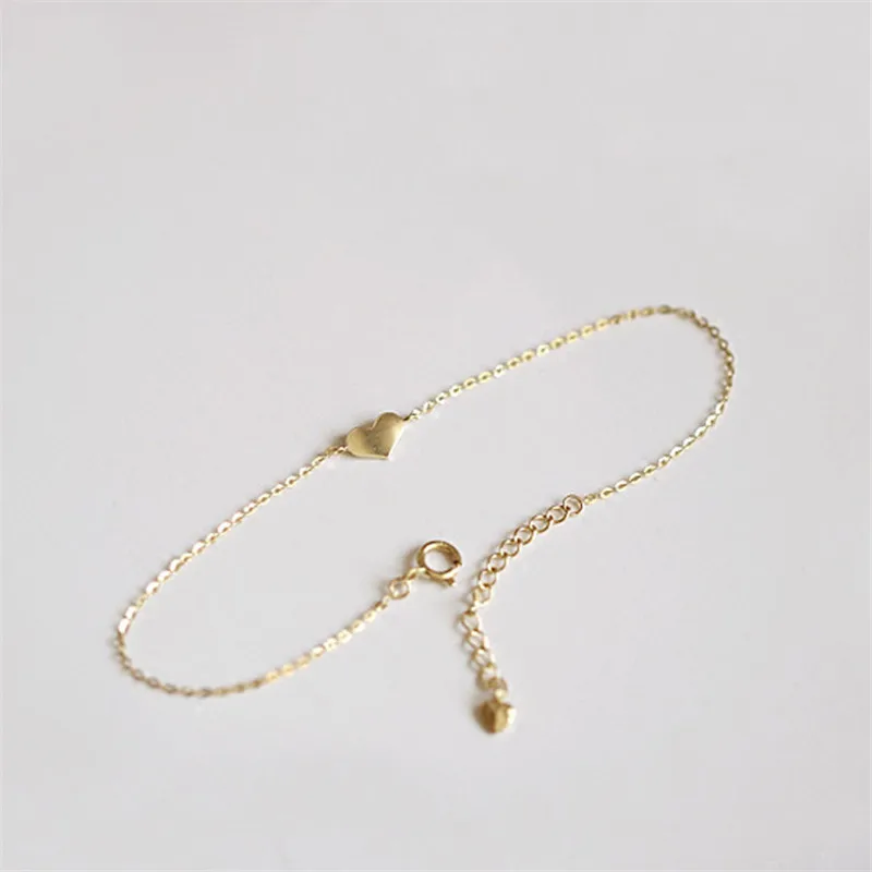 925 Sterling Silver Korean Version Simple Heart Stick Chain Bracelet Women Fashion Charm 14k Gold Jewelry Accessories - Image 5