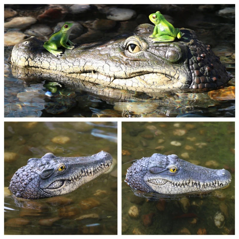 Плавающая голова крокодила сад Пруд бассейн реалистичный Аллигатор воды украшение бассейн плавающий Смола крокодил для охоты