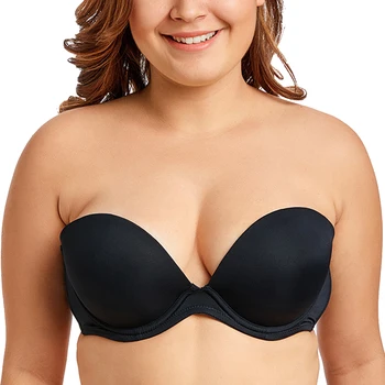 

Drop Ship Womens Multiway Low-Cut Smooth Strapless Underwire Demi Removable Pad Push-Up Bridal Wedding Bra 34 36 38 B C D DD E