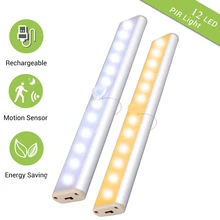 PIR датчик движения шкаф светильник s 12 светодиодный USB Перезаряжаемый под шкаф светильник s ночной Светильник для шкафа шкаф для кухни