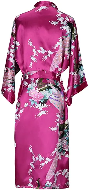Robe de mariée en Satin de soie pour demoiselle d'honneur, peignoir Floral, Kimono court, Robe de nuit, Robe de bain, à la mode, pour femmes