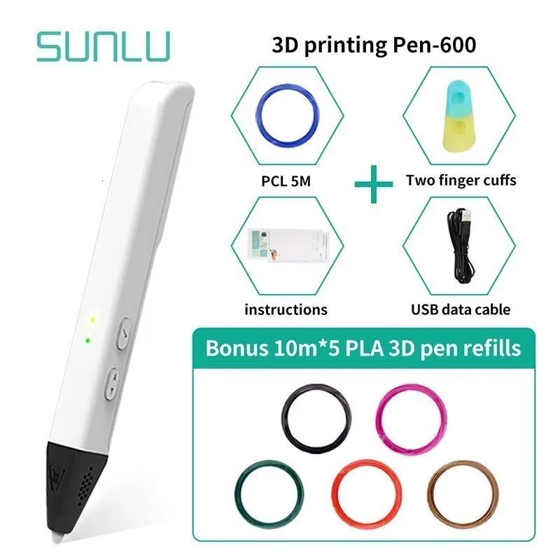 Модный 3D карандаш с принтом для детей, набор 3D ручек с 50 м PLA заправками, 6 цветов, 3D Ручка для рисования, подарочный набор в коробке