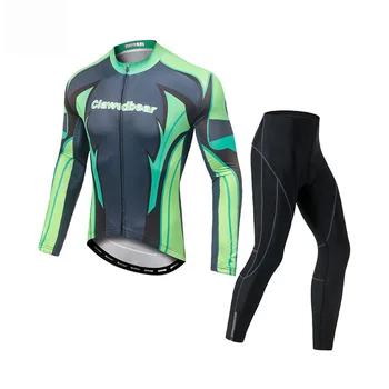 

Green Flame Thickened autumn and winter cycling wear, new cycling underwear, summer cycling wear set