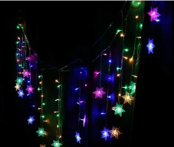 multi color Гирлянда, Рождественский светодиодный светильник для занавесок, гирлянда, сказочный светильник, снежинка, 96 Светодиодный, s 3,5 м, для улицы, праздника, вечерние, luces, светодиодный Декор, AC 220 В, EU - Испускаемый цвет: multi color