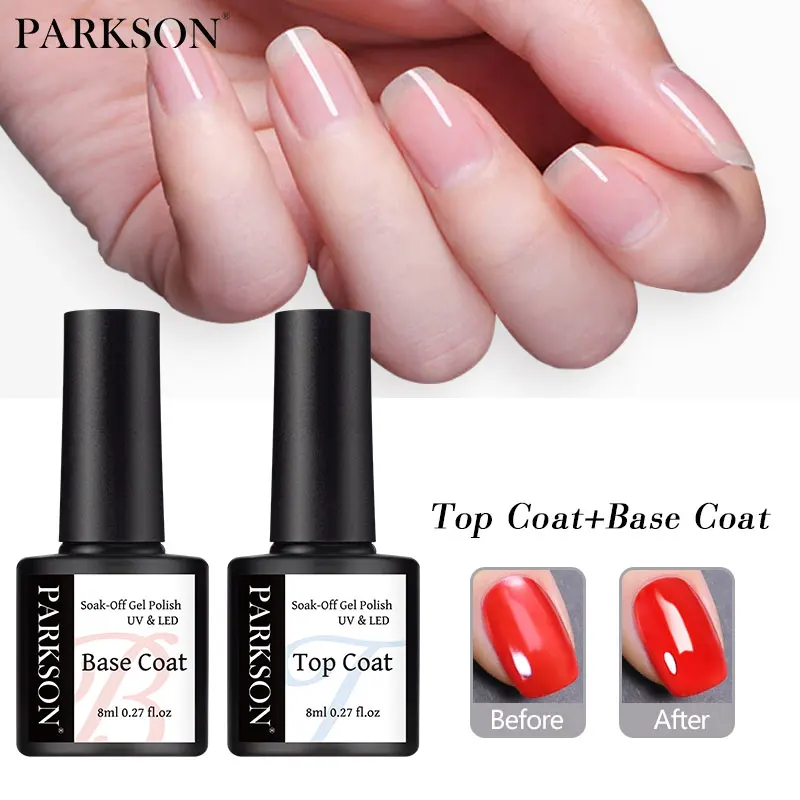 Parkson Top And Base Coat For Gel Polish Transparent Shiny Glossy