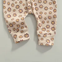 Citgeett Autumn Newborn Baby Girls Boys Casual Outfits Flower Print Long Sleeve Jumpsuit + Bowknot Headband Clothes 5