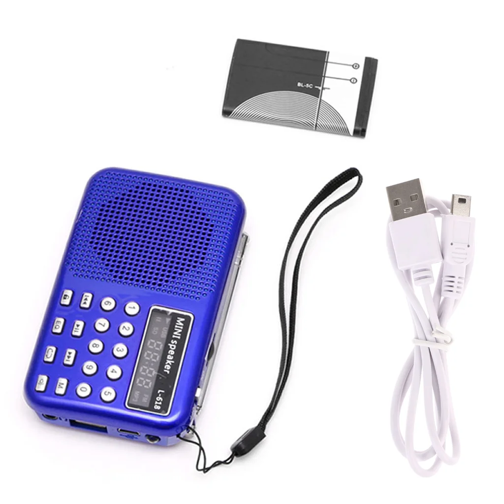 Мини lcd цифровой аудио FM радио динамик USB Micro SD TF карта MP3 музыкальный плеер - Цвет: blue